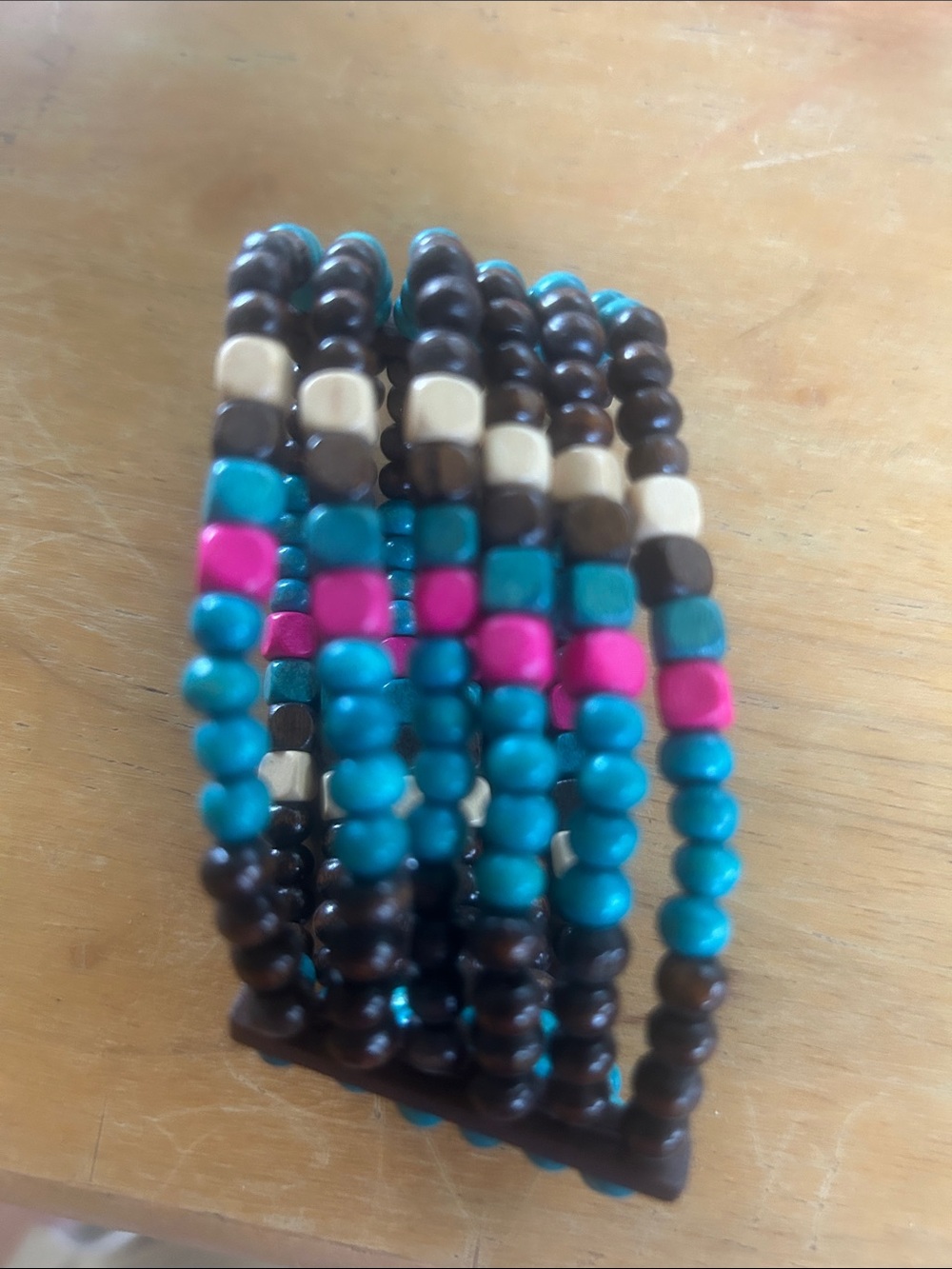 paparazzi Turquoise, Brown & Pink Multi-Strand Beaded Bracelet
